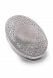 Oval pewter keepsake box with flower pattern