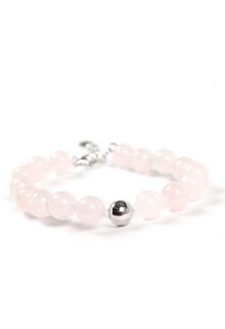 Rose quartz bracelet with silver ash element