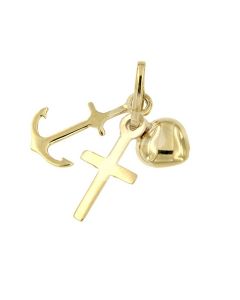 14 carat yellow gold memorial pendant 'Faith, Hope and Love'