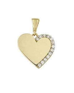 14 carat bicolor gold memorial pendant 'Heart' with zirconia stones