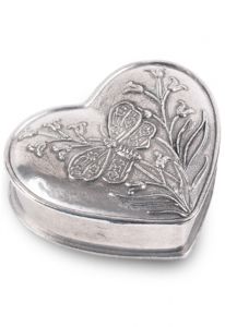 Pewter heart keepsake buttterfly small