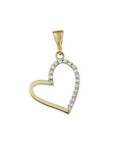 14 carat yellow gold memorial pendant 'Heart' with zicronia stones